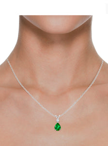 Emerald Pear shaped Pendant And  Diamond (0.15ctw.)