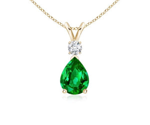 Emerald Pear shaped Pendant And  Diamond (0.15ctw.)