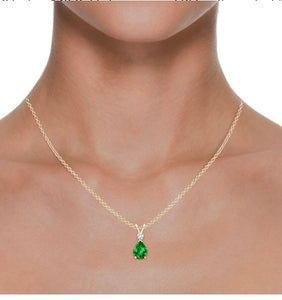 Emerald Pear shaped Pendant And  Diamond (0.15ctw.)