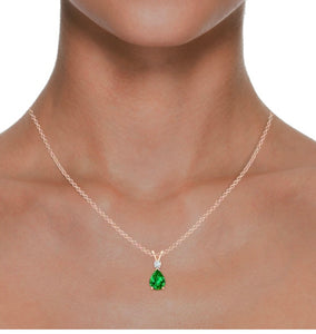 Emerald Pear shaped Pendant And  Diamond (0.15ctw.)