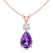 Charger l&#39;image dans la galerie, Amethyst Pear shaped Pendant And  Diamond (0.15ctw.)
