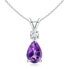 Charger l&#39;image dans la galerie, Amethyst Pear shaped Pendant And  Diamond (0.15ctw.)
