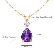 Charger l&#39;image dans la galerie, Amethyst Pear shaped Pendant And  Diamond (0.15ctw.)
