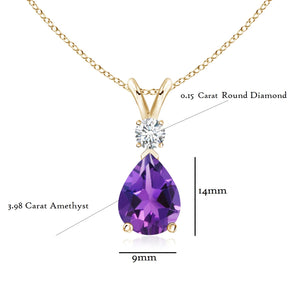 Amethyst Pear shaped Pendant And  Diamond (0.15ctw.)