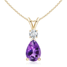 Charger l&#39;image dans la galerie, Amethyst Pear shaped Pendant And  Diamond (0.15ctw.)

