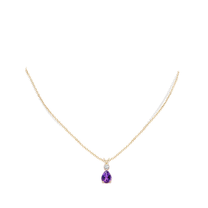 Amethyst Pear shaped Pendant And  Diamond (0.15ctw.)