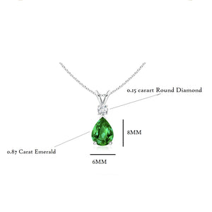 Emerald Pear shaped Pendant And  Diamond (0.15ctw.)