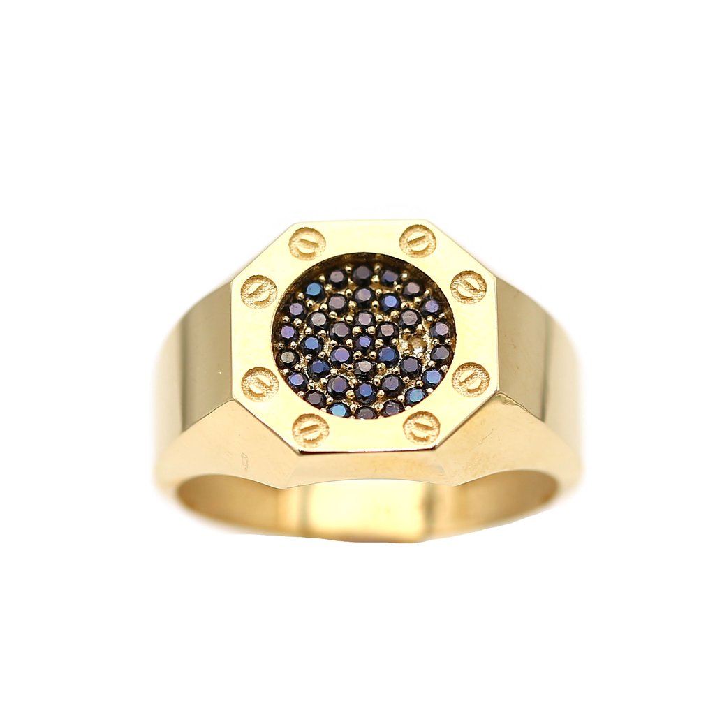 Men's Rings in Yellow 10K Gold (micro pavé)