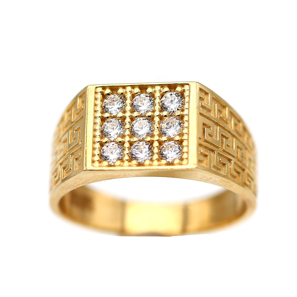 Men's Rings in Yellow 10K Gold (micro pavé)