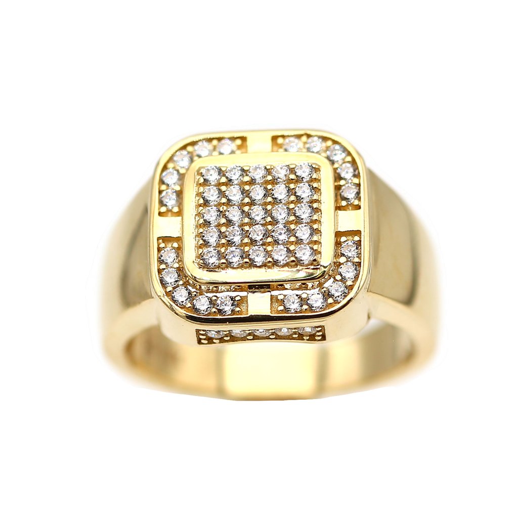 Men's Rings in Yellow 10K Gold (micro pavé)