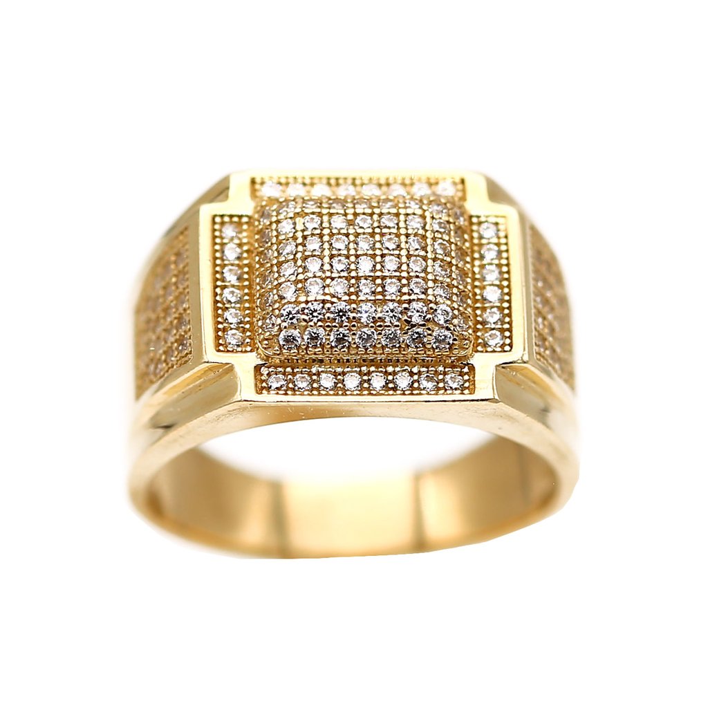 Men's Rings in Yellow 10K Gold (micro pavé)