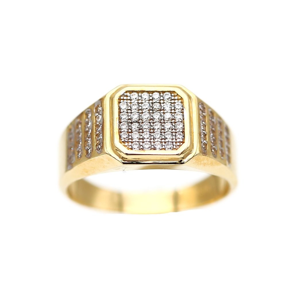 Men's Rings in Yellow 10K Gold (micro pavé)
