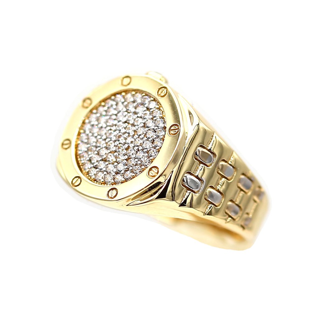 Men's Rings in Yellow 10K Gold (micro pavé)