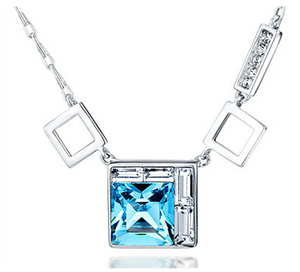 Stainless Steel Pendant Made with Crystal from SWAROVSKI®-Crystal-Sapphire