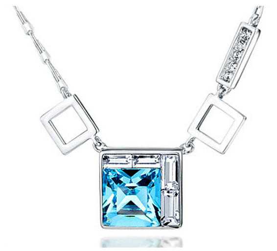 Stainless Steel Pendant Made with Crystal from SWAROVSKI®-Crystal-Sapphire