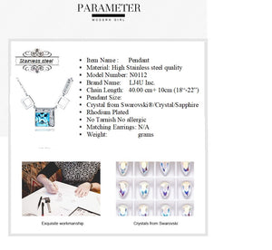Stainless Steel Pendant Made with Crystal from SWAROVSKI®-Crystal-Sapphire