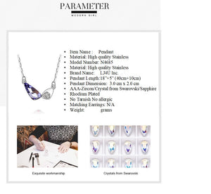 Stainless Steel Heart Pendant Made with Crystal from SWAROVSKI®-Sapphire