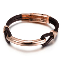 Load image into Gallery viewer, Fancy Stainless steel &amp; Leather Bracelet
