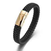 Load image into Gallery viewer, Fancy Stainless steel &amp; Genuine Leather Bracelet
