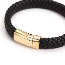 Load image into Gallery viewer, Fancy Stainless steel &amp; Genuine Leather Bracelet
