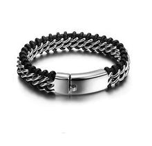 Load image into Gallery viewer, Fancy Stainless steel &amp; Leather Bracelet
