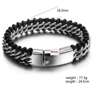 Fancy Stainless steel & Leather Bracelet