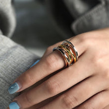 Load image into Gallery viewer, TRICOLOR INTERTWINED STATEMENT RING

