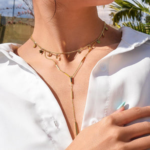 STAR AND MOON DANGLE NECKLACE