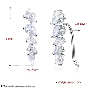 925 Sterling Silver Crawler Earrings Rhodium Women AAA Grade CZ Clear