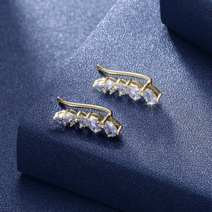 925 Sterling Silver Crawler Earrings Rhodium Women AAA Grade CZ Clear