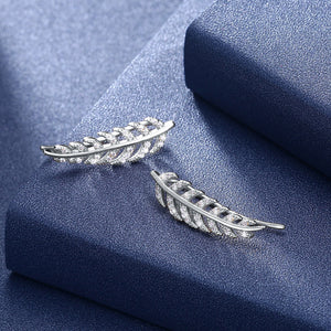 925 Sterling Silver Crawler Earrings Rhodium Women AAA Grade CZ Clear