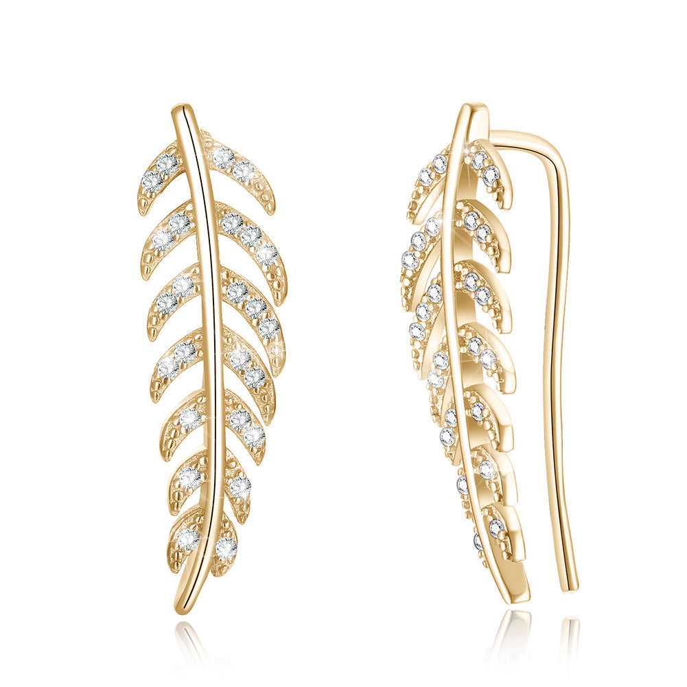 925 Sterling Silver Crawler Earrings Rhodium Women AAA Grade CZ Clear