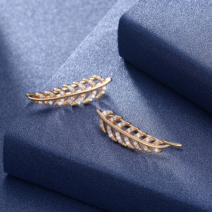 925 Sterling Silver Crawler Earrings Rhodium Women AAA Grade CZ Clear
