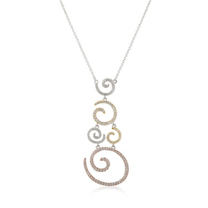 925 Sterling Silver Circles Pendant Made with AAA-Zircon