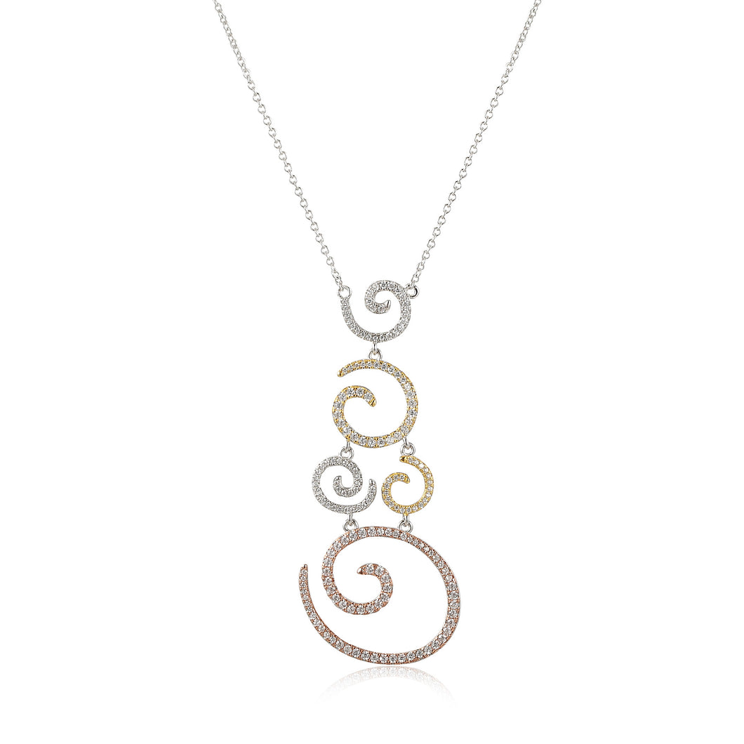 925 Sterling Silver Circles Pendant Made with AAA-Zircon
