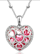 Charger l&#39;image dans la galerie, Stainless Steel Heart Pendant Made with Crystal from SWAROVSKI®-Rose Crystal
