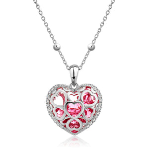 Stainless Steel Heart Pendant Made with Crystal from SWAROVSKI®-Rose Crystal