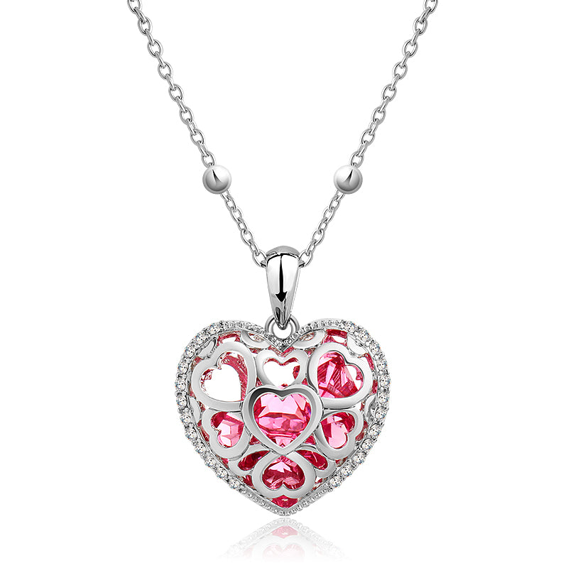 Stainless Steel Heart Pendant Made with Crystal from SWAROVSKI®-Rose Crystal