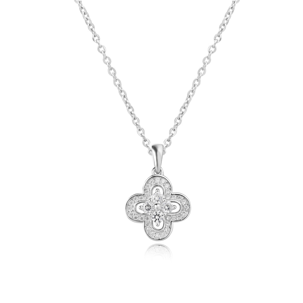 925 Sterling Silver Leaf  Pave Pendant Made with AAA-Zircon