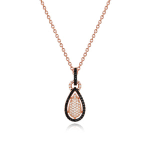 Silver 925 Drop Pendant Made with AAA-Zircon Round stones/Onyx