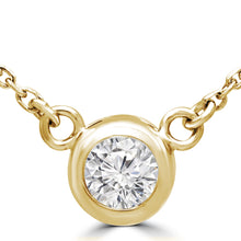 Charger l&#39;image dans la galerie, Round Bezel Yellow14K Gold Diamond Solitaire Pendant
