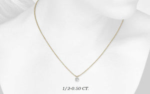 Round Yellow 14K Gold Diamond Solitaire Pendant
