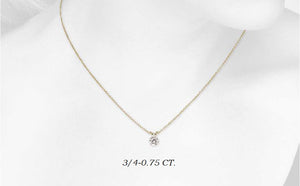 Round Yellow 14K Gold Diamond Solitaire Pendant