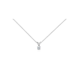 10K SOLID WHITE GOLD CLASSIC ROUND CUBIC ZIRCONIA SOLITAIRE PENDANT-5mm-1/2CT