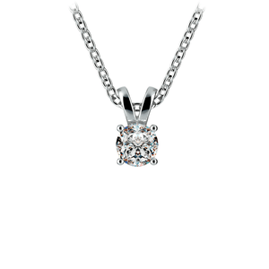 10K SOLID WHITE GOLD CLASSIC ROUND CUBIC ZIRCONIA SOLITAIRE PENDANT-5.5mm-3/4CT