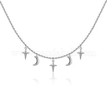 Load image into Gallery viewer, 925 Sterling Silver Star and Moon Necklace
