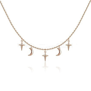 925 Sterling Silver Star and Moon Necklace