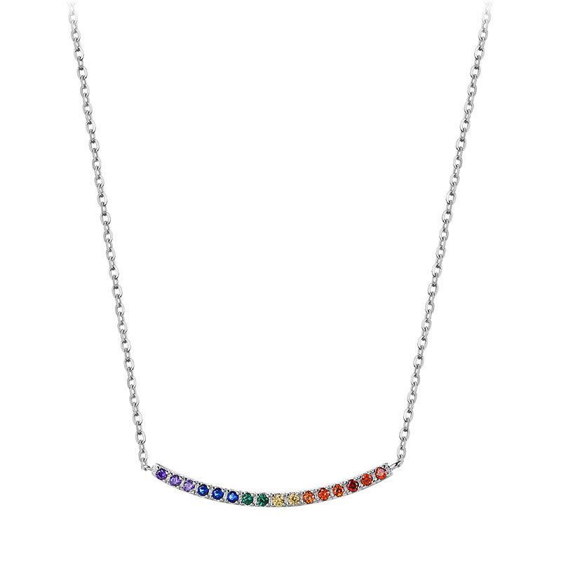 925 Sterling Silver Multi colors BAR Pendant Made with Cubic Zirconium