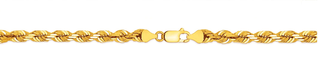 10K Gold 1.5mm Diamond Cut Rope Bracelet