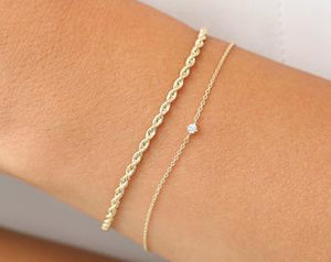 10K Gold 2.5mm Diamond Cut Rope Bracelet